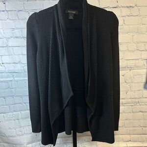 White House Black Market Black Waterfall  Cardigan Sz Small